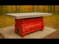 Download Lagu MASSIVE DIY CONCRETE table made from a SEMI TRUCK ENGINE!