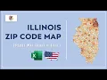 Illinois Zip Code Map in Excel - Zip Codes List and Population Map