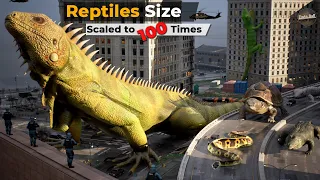 if reptiles size increased to 100 times imaginary size comparison