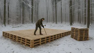 I'm Building a Free Pallet House in 129 Days in the Forest