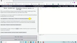 Lesson 23 - Escaping Literal Quotes in String