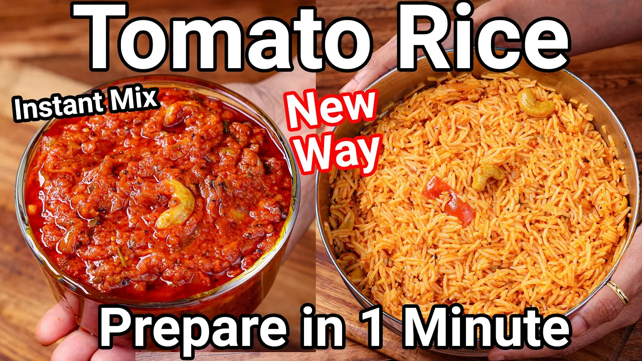 1 Minute Tomato Rice with Instant Premix Paste   Tomato Rice Premix for Lunch Boxes - Store 1 Month
