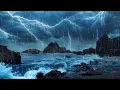 Download Lagu Huge Rainstorm + Thunder + Crashing Waves = White Noise for Sleep