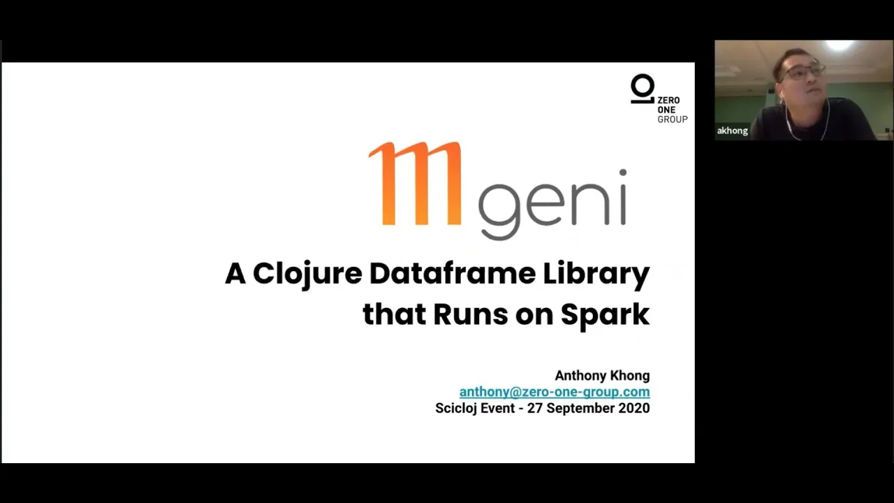 Geni - dataframe library on Spark - Anthony Khong - Scicloj interview 3