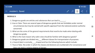 RECAP ON MODULE 6 DANGEROUS GOODS