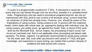 T-SQL tutorial Cursors Full SQL Server Transact-SQL Introduction Lesson 6