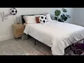 OLEVS Queen Size LED Bed Frame with Charging Station - Modern Platform Bed