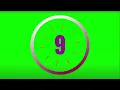 18 seconds countdown timer with number display with Alarm Greenscreen copyright free