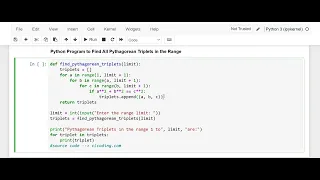 Day 43 Python Program To Find All Pythagorean Triplets in a Given Range
