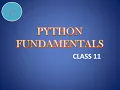 Python Fundamentals - Class 11