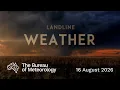Weekly weather from the Bureau of Meteorology Sunday 16 August 2026