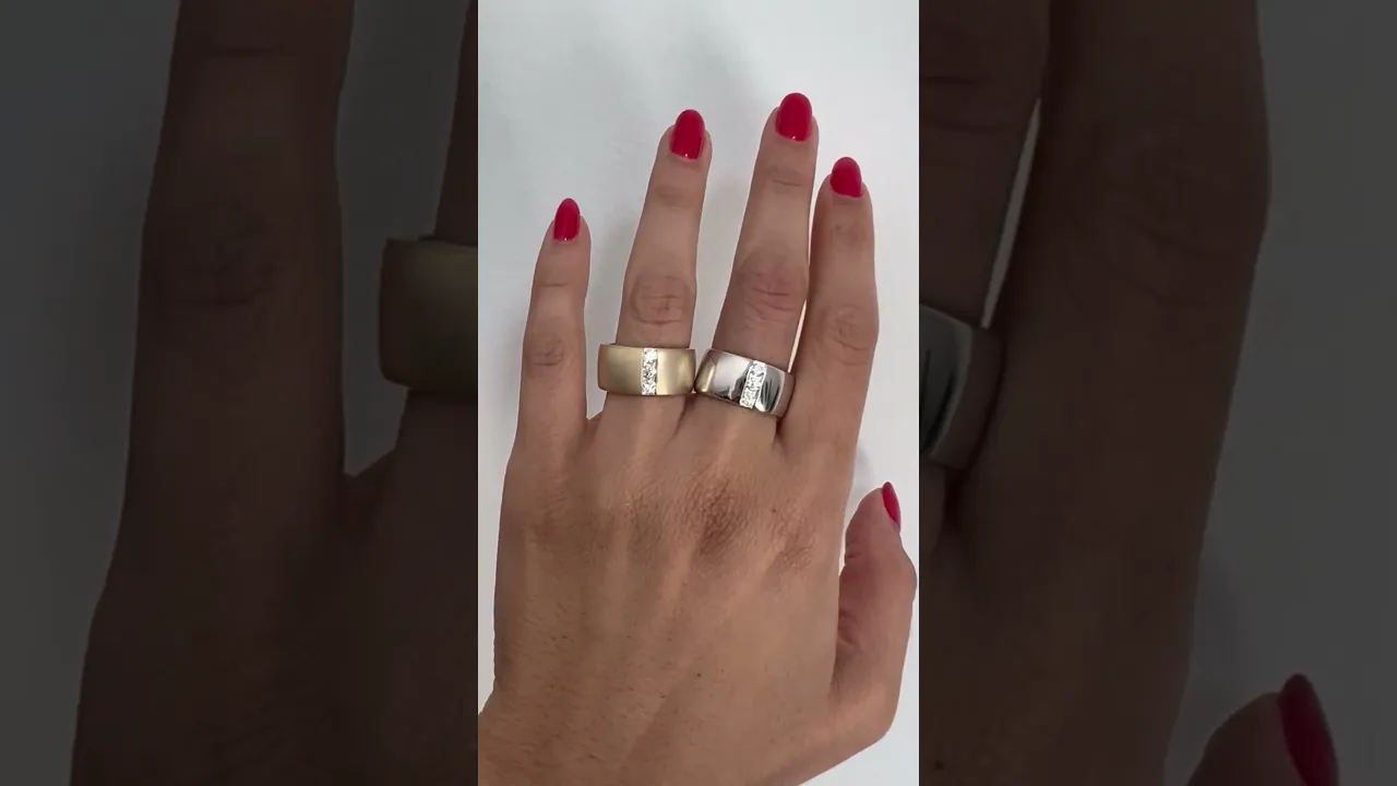 14K Gold Diamond Cigar Ring Band