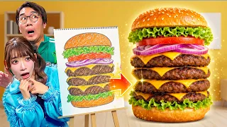 描いた食べ物が本当に出てくる!? イラスト大食い対決！