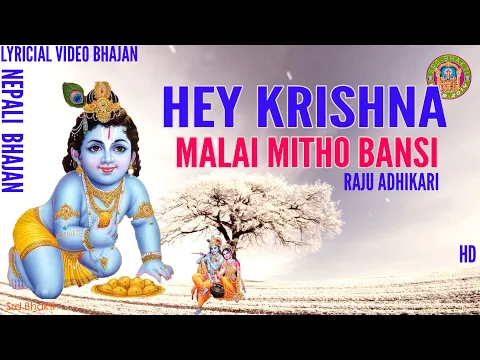 Download MP3 Hey Krishna Malai Mitho Bamsi Lyrical Video - Raju Adhikari Nepali Bhajan || Srd Bhakti Bhajan