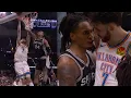 Devin Vassell shoves and has words for Chet Holmgren after blocking his dunk