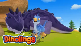 Don't Wake the Carnotaurus! | 4 Little Dinos | Dinolings Official