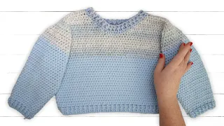 Easy Crochet Baby Sweater 24 months 2T size Step by Step EASY Tutorial