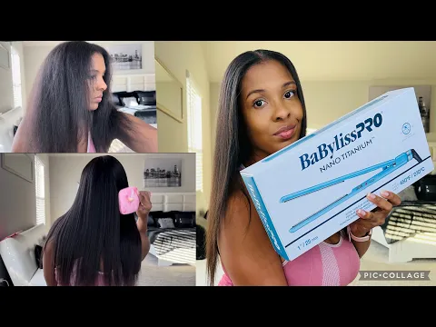 Download MP3 BaBylissPro nano titanium ultra thin flat iron on natural hair review