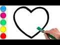 Heart Picture Drawing Painting Coloring for Kids and Toddlers Learn Fruits Together