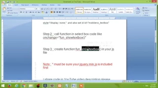 How to show and hide content using select dropdown box using Jquery