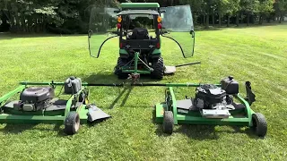 Dual Swisher 60 Pull Behind Mowers with John Deere 60 Deck part one