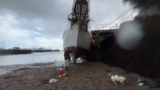 Scrubbed the hull, sanded the prop and changed the zinc yesterday lying against a pier at low tide