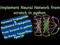 Implement Neural Network from scratch Forward backward pass in python No keras No Tensorflow