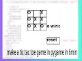 Tic-Tac-Toe Game Pygame tutorial in 6 min