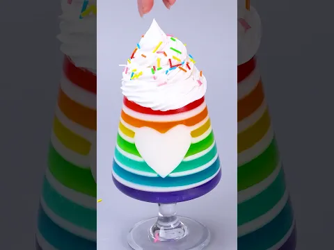 The Most Satisfying Rainbow Dessert! 🤤🌈  #shorts #rainbowjelly #jelly #rainbowdessert