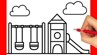 How To Draw A Playground With Slide And Swing