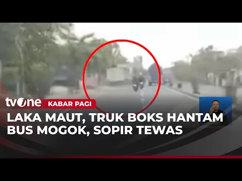 Sopir Tewas, Detik-detik Truk Boks Tabrak Bus Mogok
