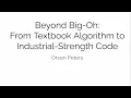 Beyond Big-Oh - From Textbook Algorithm to Industrial-Strength Code Guest Lecture by Orson Peters