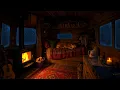 Lagu Deep Sleep in Cozy Winter Camper - Fireplace Crackle \u0026 Blizzard Sounds