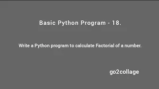 EP 18 Language Python Basic Program I go2collage