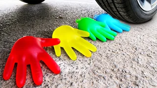 Crushing Experiments! &Car vs Crunchy Rainbow Giant Sline Balloons & Soft Things By Car