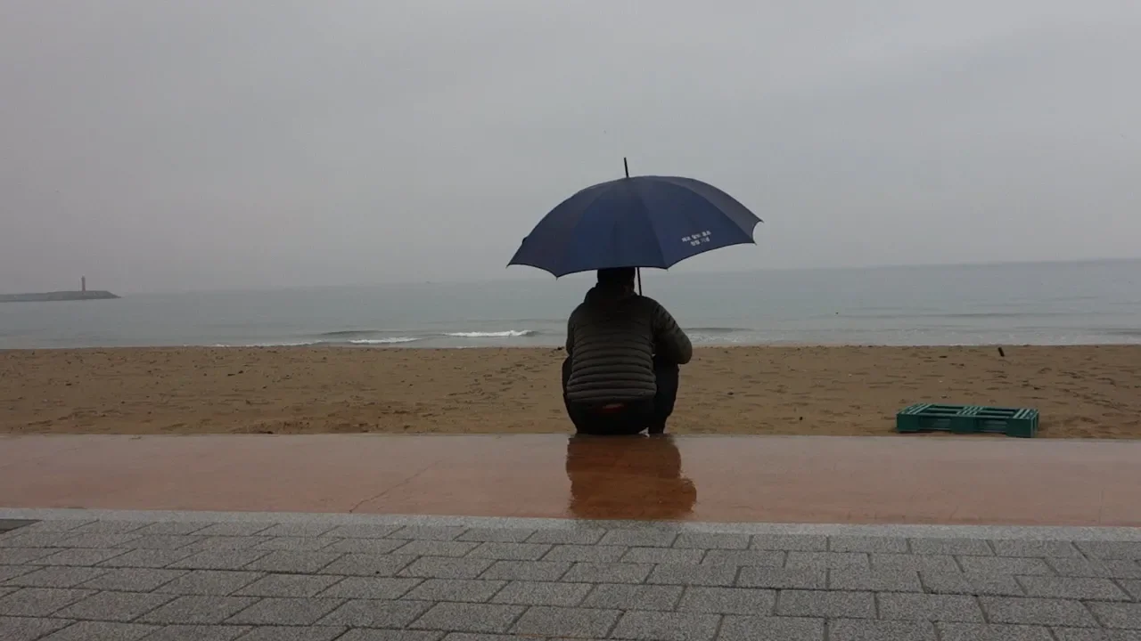 겨울비내리는 겨울바다 화진해변 퇴근박 솔로캠핑 サムネイル