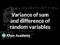 Variance of sum and difference of random variables Random variables AP Statistics Khan Academy