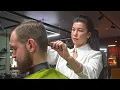 ASMR Full Service by Beautiful Female Barber Scissor Haircut Shave and Shampoo
