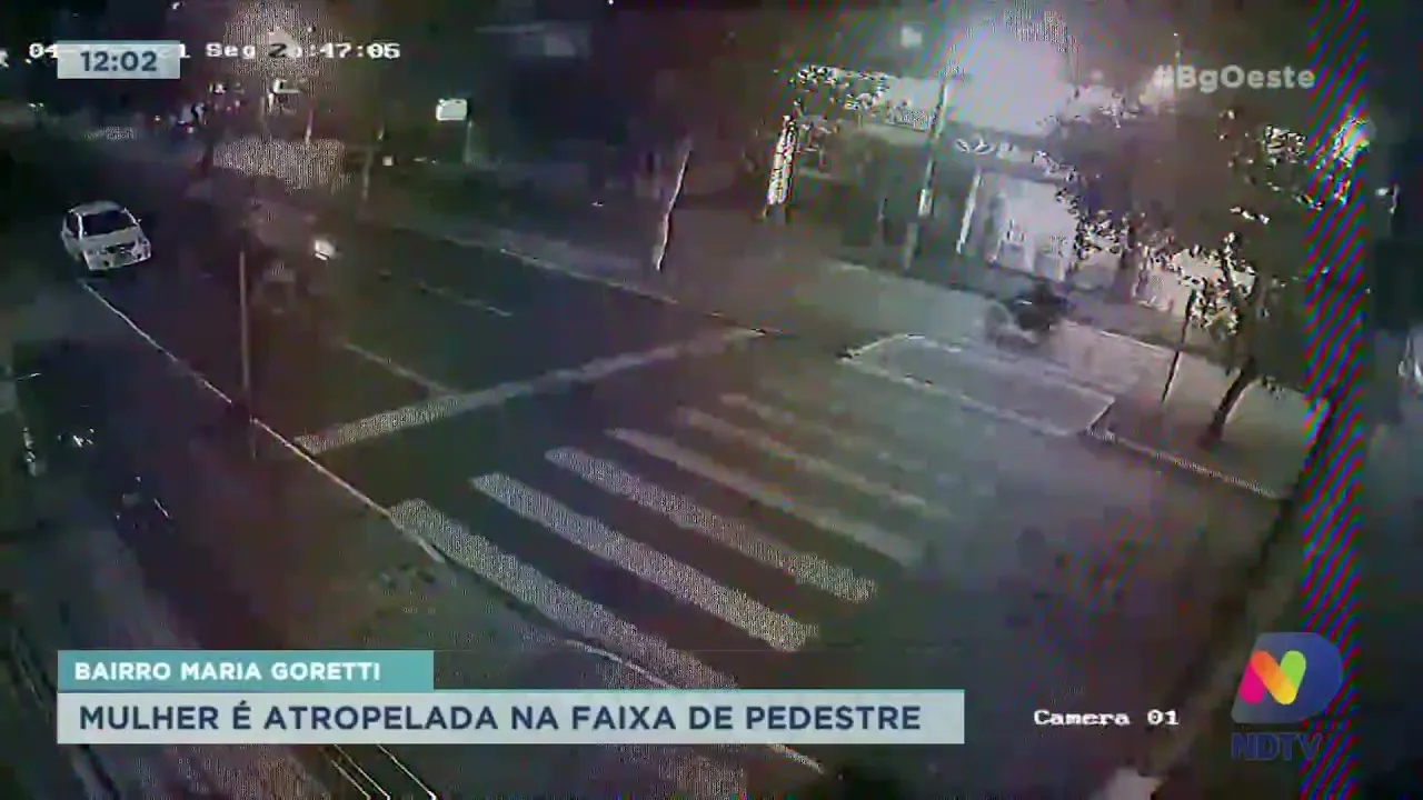 Mulher é atropelada na faixa de pedestre no Bairro Maria Goretti, em Chapecó