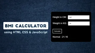 BMI Converter Using HTML CSS JavaScript Beginner Friendly