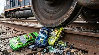 π Train Crushes Ben 10 Toy Cars ππ₯ | Ultimate Toy Car Destruction | Satisfying Slow Motion