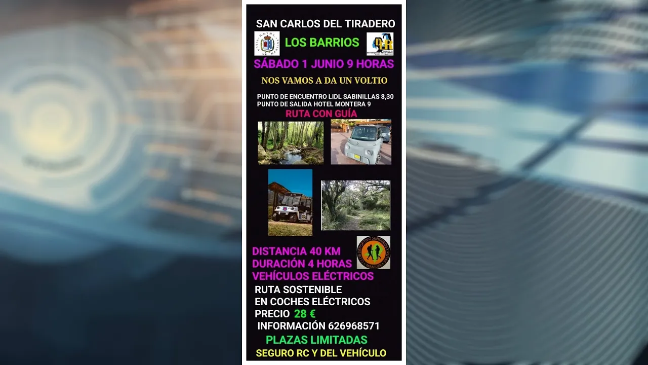 Ruta en coche eléctrico y sendero por Valdevaqueros y Bolonia
