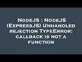 NodeJS NodeJS ExpressJS Unhandled rejection TypeError callback is not a function