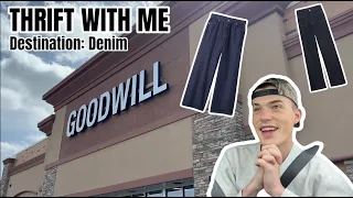 Thrift With Me Destination Denim Thrifting for Clothing to Resell on Poshmark eBay