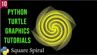 Square Spiral with Python Turtle Python Turtle Graphics Tutorial Draw Designs in python turtle