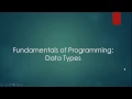 Fundamentals of Programming Data Types