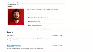 Github Profile Search Application using Github API