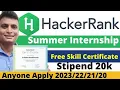 HackerRank Summer Internship Skill Certificate Python C Java JS Free Certificate 2022