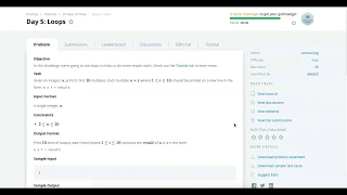 Hackerrank 30 days of code Java 8 Solution Day 5 Loops