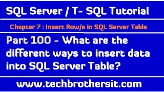What are the different ways to insert data into SQL Server Table-SQL Tutorial Part 100